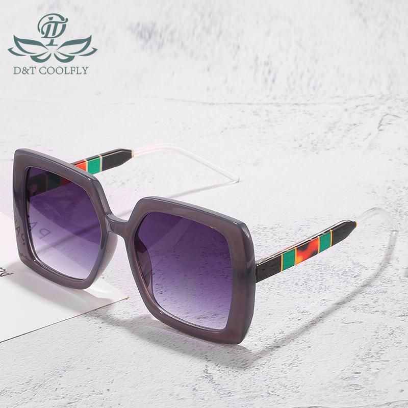 

D&T 2021 New Square Sunglasses Women Men Fashion Rectangle Color Lens Color Frame Leopard Comfortable Brand Designer Sunglasses