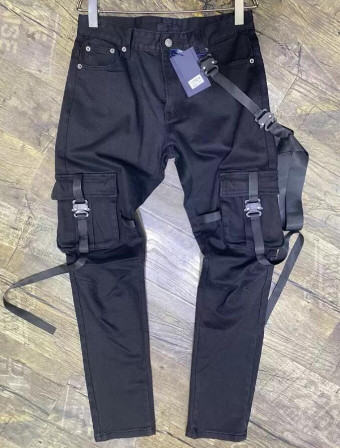 

Mens Jeans Designer More Bags Overalls Dungarees Cargo Belt pants Casual Slim-leg Zaopper Motorcycle Biker Outdoor Hunting Trousers Top Qual, Black a