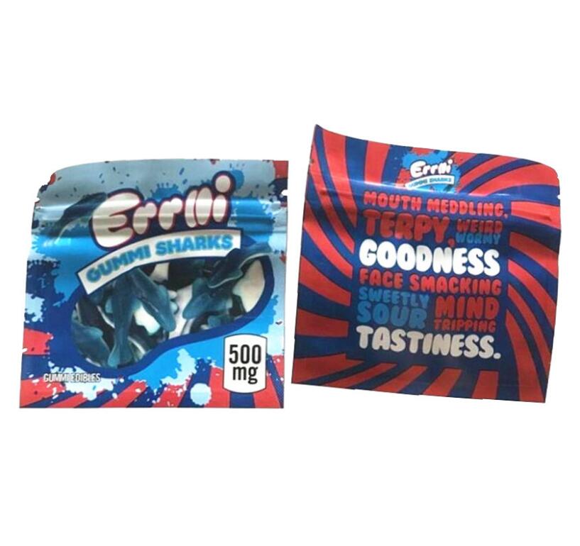 

Errlli 500mg Errlli Gummi Sharks edible packaging bag Sour Terp Crawlers smell proof bags warheads edibles empty mylar bags