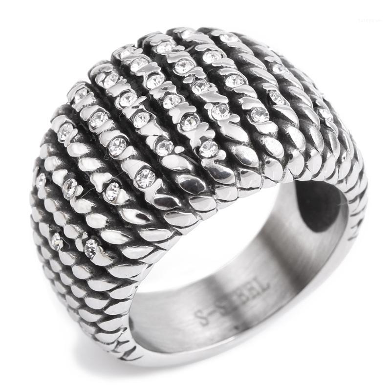 

Retro Gothic Jewelry 316L Stainless Steel Crystal Channel Setting Rings birthday gift1