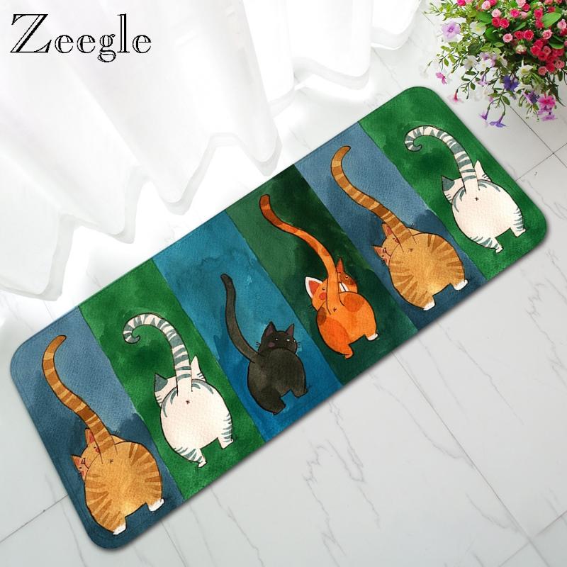 

Long Kitchen Carpet Flannel Living Room Carpet Floor Mat Home Entrance Doormat Absorbent Bedroom Bedside Mats Kitchen Rug, Cat mat