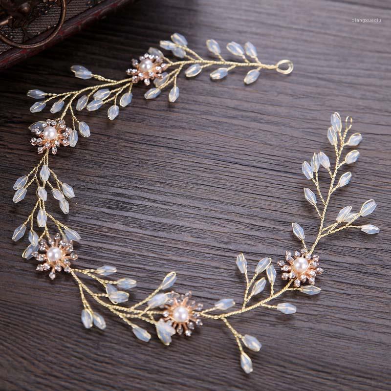 

Hair Clips & Barrettes Crystal Headbands For Women Bling Rhinestone Pearls Tiaras And Crowns Flower Leaf Hairbands Bride Noiva Wedding Party, Golden;silver