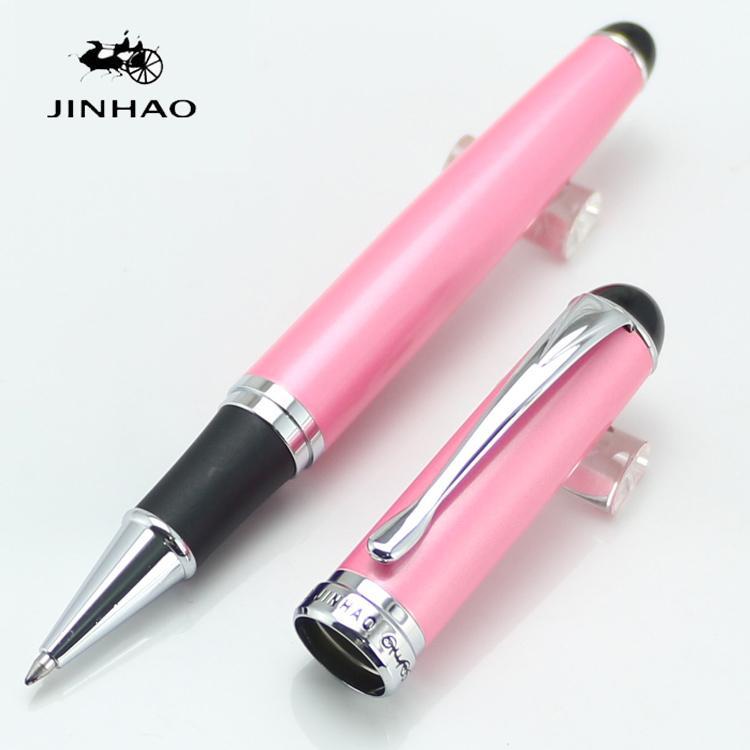 

JINHAO 750 Pink and Silver 15 colours Rollerball Pen High Quality luxury office school Stationery material supplies Full metal1, 5pcs blue refills