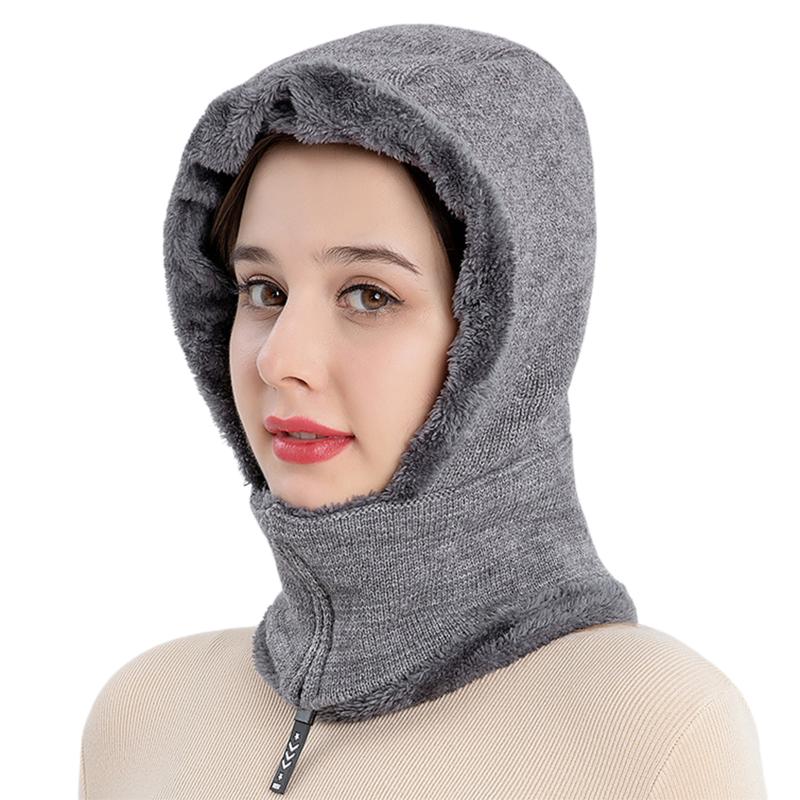 

New Fashion Women Ladies Headgear Autumn Winter Warm Windproof Hooded Hat Vacation Travelling Camping Beanies Black Pink Gray