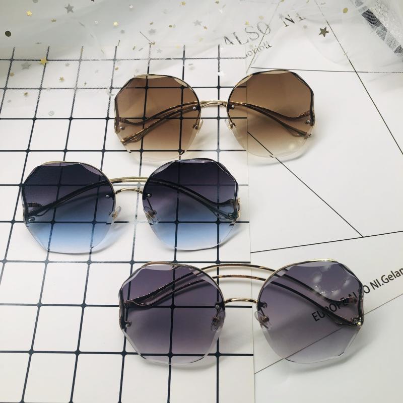 

Sunglasses Women Round Rimless UV400 Brand Designer High Quality Gradient Sun Glasses Female Oculos