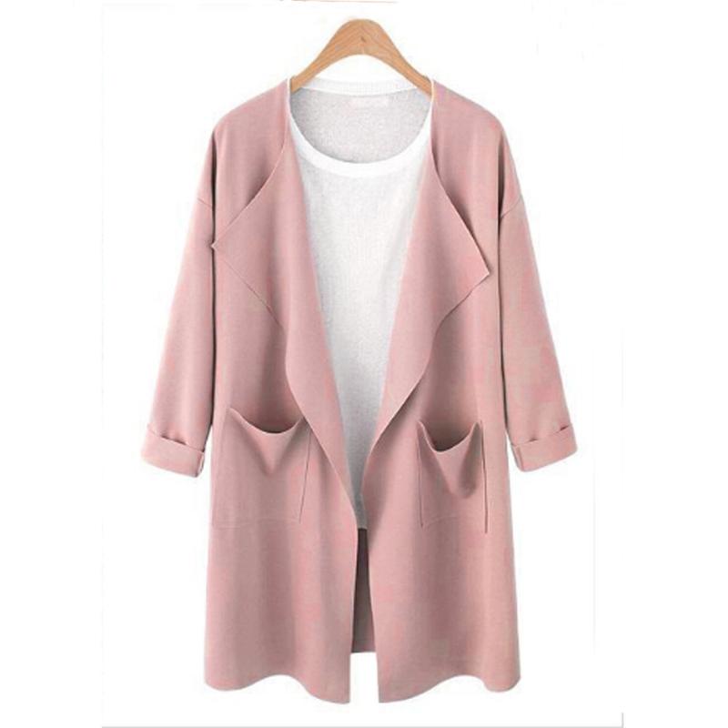 

Woeen Fashion Overcoats Female Korean Slim Elegant Cotton Socialite Windbreaker Girls Long Coat Jacket Cardigan Solid Outwear, Black