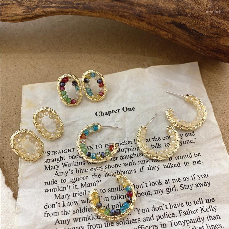 

Korea New Summer Colored Crystal Bohemian Beaded Hoop Earring For Women Girly Beach Party Aesthetic Accessorie Jewelry Wholesale1