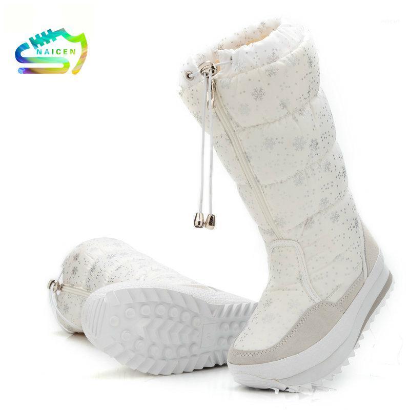 

NAICEN Women Winter Snow Boot Knee High Platform Wedge Warm Boot for Woman 35-42 Plus Botas De Invierno Para Mujer White Boots1, M0767black