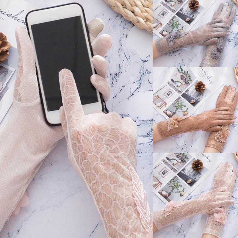 

Solid Color Mittens Women's Lace Gloves Outdoor Touchscreen Gloves Uv-proof Cycling Screen Show Party Home Full Finger1