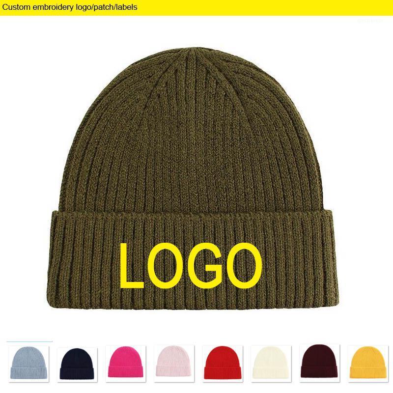 

New Army Green Winter Beanies Embroidery Adult size skull caps Custom Thickness Warm Beanie Hip hot Knitted Hats Custom LOGO1