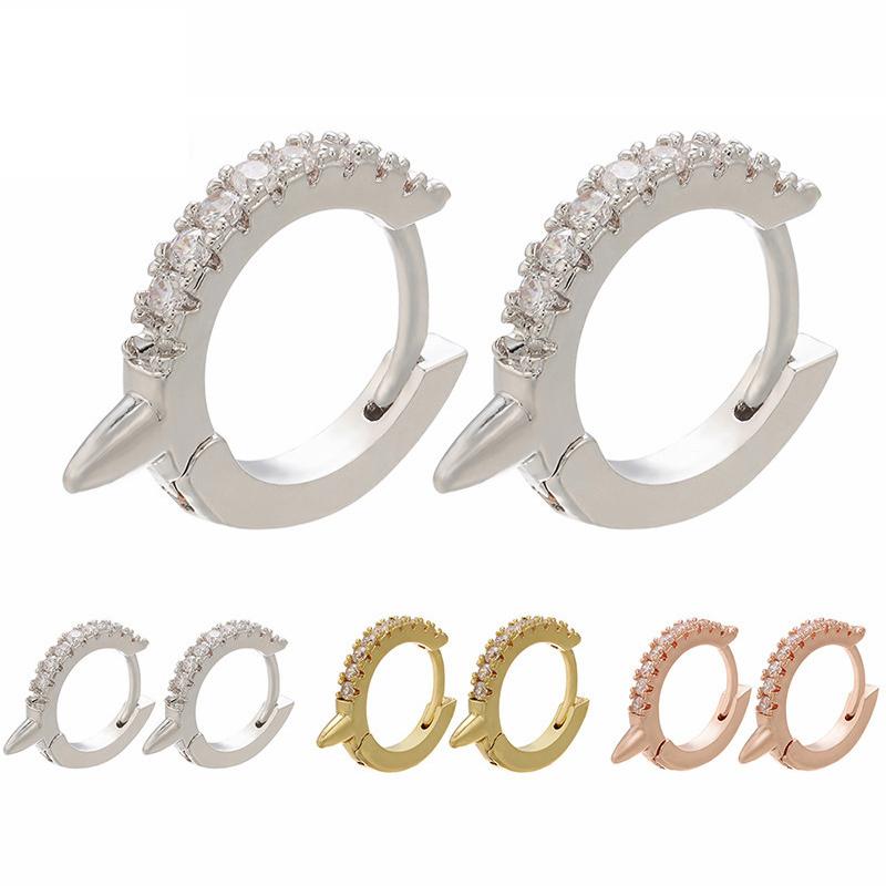

1 Pair Fashion CZ Small Hoop Earrings Trendy Punk Rivet Spike Cartilage Earrings Tragus Daith Screw Back Ear Piercing Jewelry
