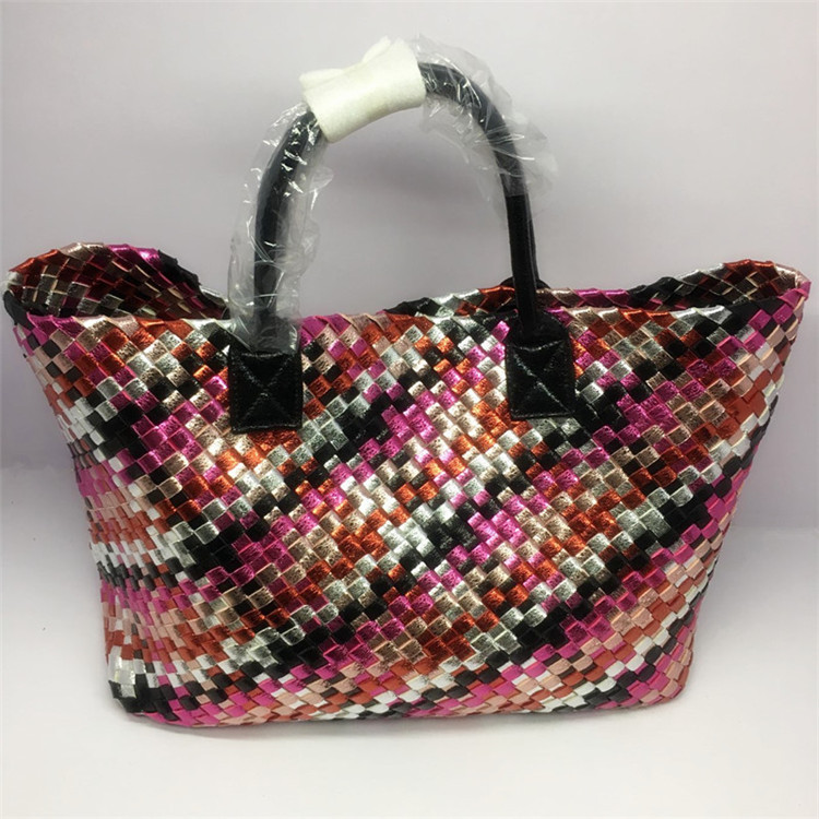 

Snake skin pattern Hand-woven for Women 2020 New Leather from A Shoulder-Vegetable Shopping Basket Ladies Occasional Bags I4JM, Colorful black