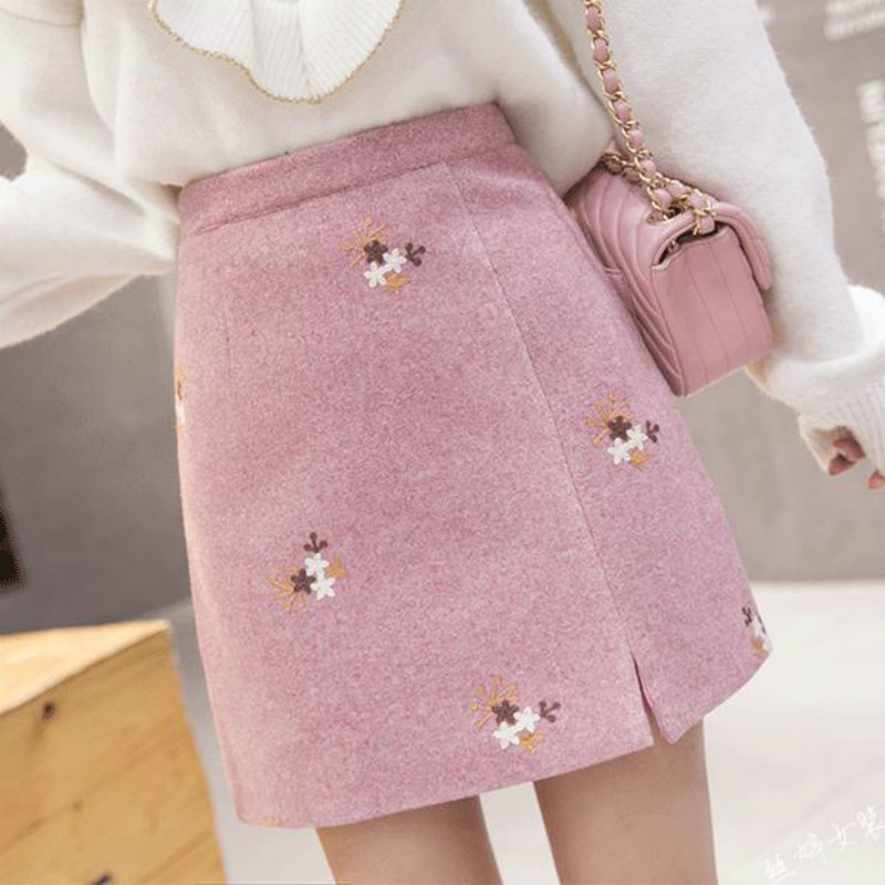 

autumn New 2021 winter women of thin woolen skirts high quality vintage embroidery line skirt y381 2ASQ, Heise