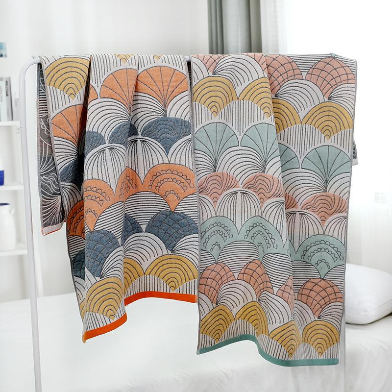 

Cotton Gauze Bath Towel Household Water-Absorbing Adults Beach Wrap Extra-large Shower Wrap, Green
