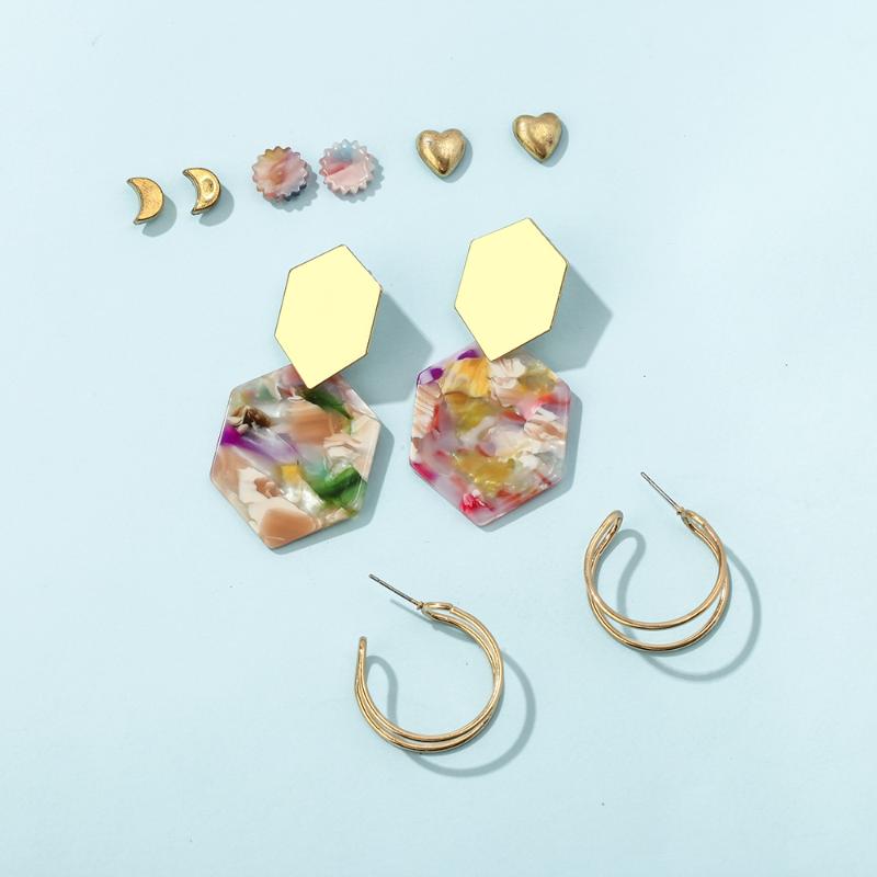 

New Fashion 2020 Acrylic Earrings For Women Big Dangle Earrings Set heart moon colourful Earring Women's Jewelry Accessories