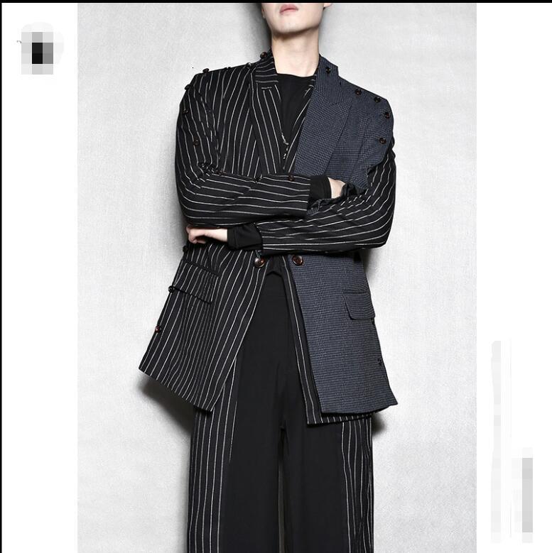 

2021 New Original Fashion Chess Suit Vertical Stripe Woolen Jacket. 2QCX, Black