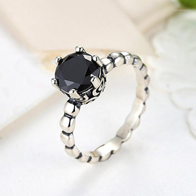 

Wedding Rings 1 PCS Black Zircon Silver Color Metal Vintage Twist For Women Finger Female Anniversary Gift Jewelry Accessories1