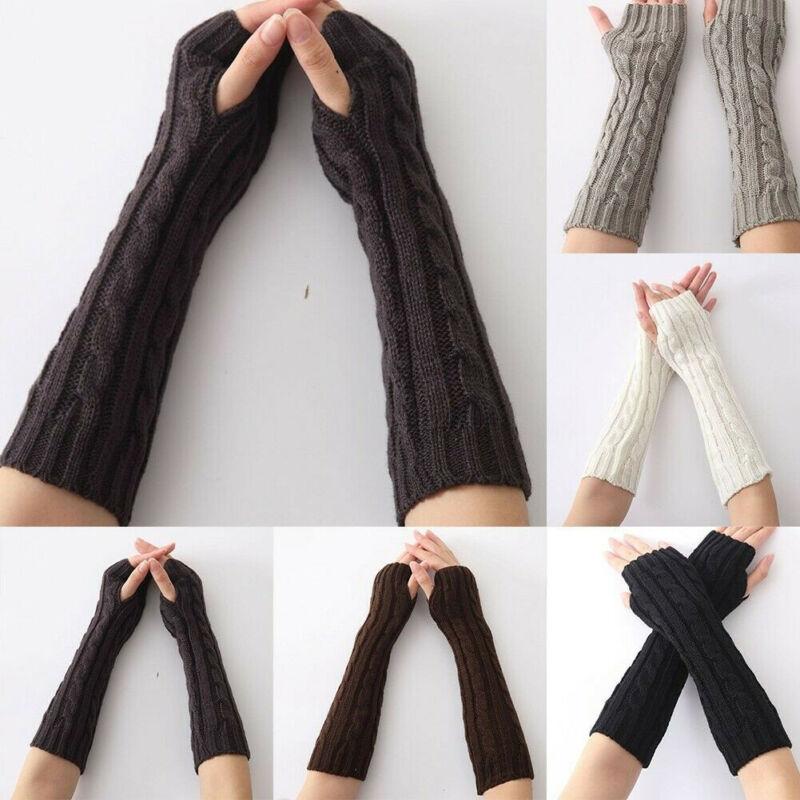 

Women Winter Wrist Arm Knitted Long Fingerless Gloves Mittens Hand Warmer Gloves