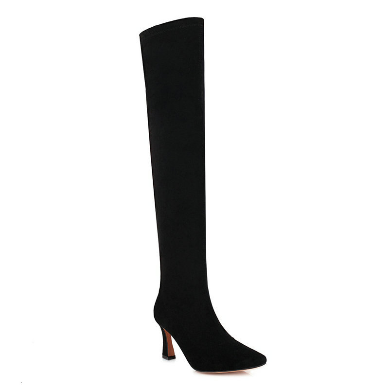 

2021 New Fashion Sexy Thin Heel Over the Knee High Autumn Winter Square Toe Casual Party Women Boots Size 34-43 E8vl, Apricot