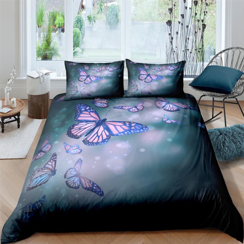 

Dream 3D vivid butterfly bedding collection Queen quilt cover pillowcase bed cover plant quilt 2/3 PCS, Bb32-1