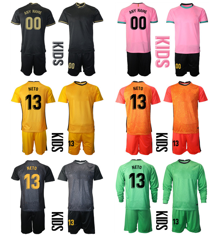

2021 Season Camisa De Futbol Custom Kids Kit Uniform Sets Goalkeeper 13 NETO 1 TERS TEGEN Football Boys Training Soccer Jersey, Black