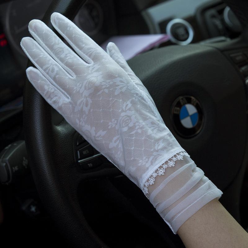 

Sexy Lace Thin Elastic Non-slip anti-UV Touch Screen Driving Gloves Summer Women Silk Sunscreen Sport Cycling Mittens 05D