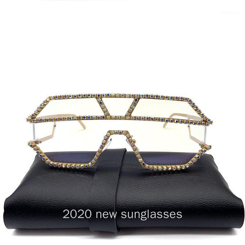 

women's vintage sunglasses rimless candy color square sun glasses for men fashion metal gold diamond sunglasses NX1