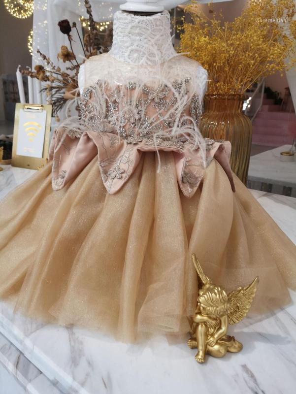 

Champagne Baby Baptism Dress Lace Princess Gown Summer Infant 1 Year Birthday Dress Christmas Party Newborn Girl Clothes1