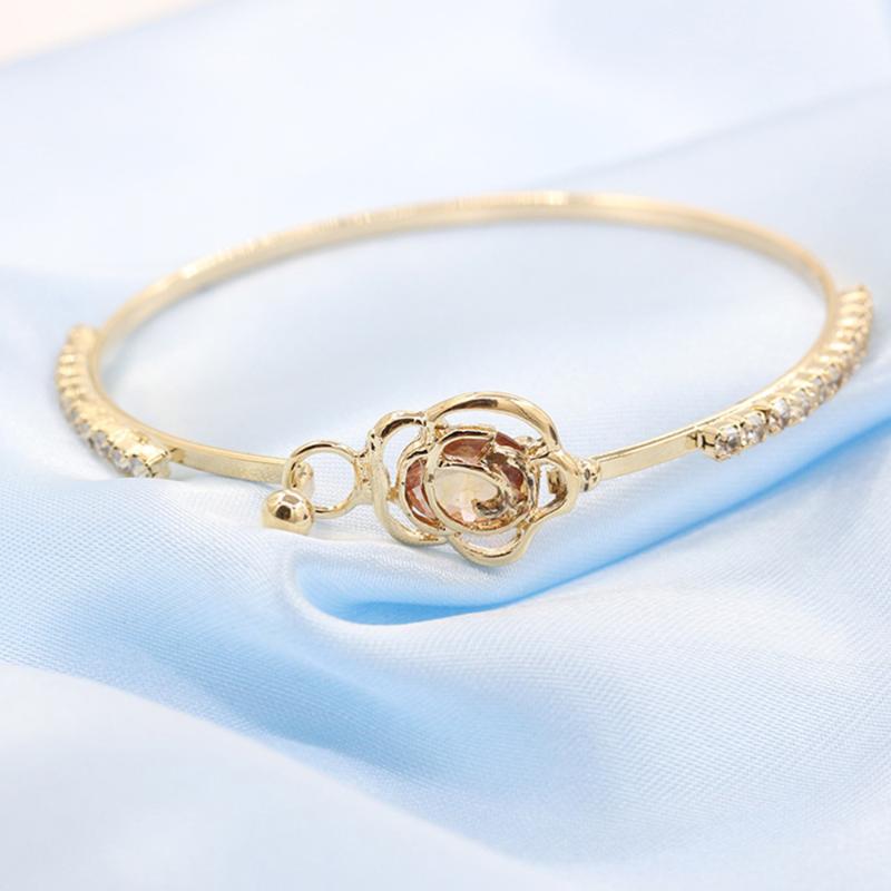 

Charm Bracelets 1PC Hollow Rose Bangle Inlay Zircon Flower Bracelet Jewelry Gift For Women Girls