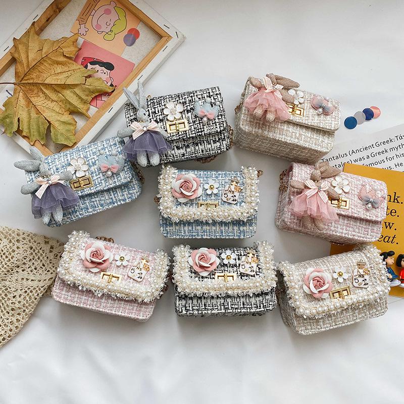 

Kids Mini Purses and Handbags Cute Girls Princess Messenger Bag Baby Girl Small Coin Pouch Kawaii Party Pearl Purse, Flower black