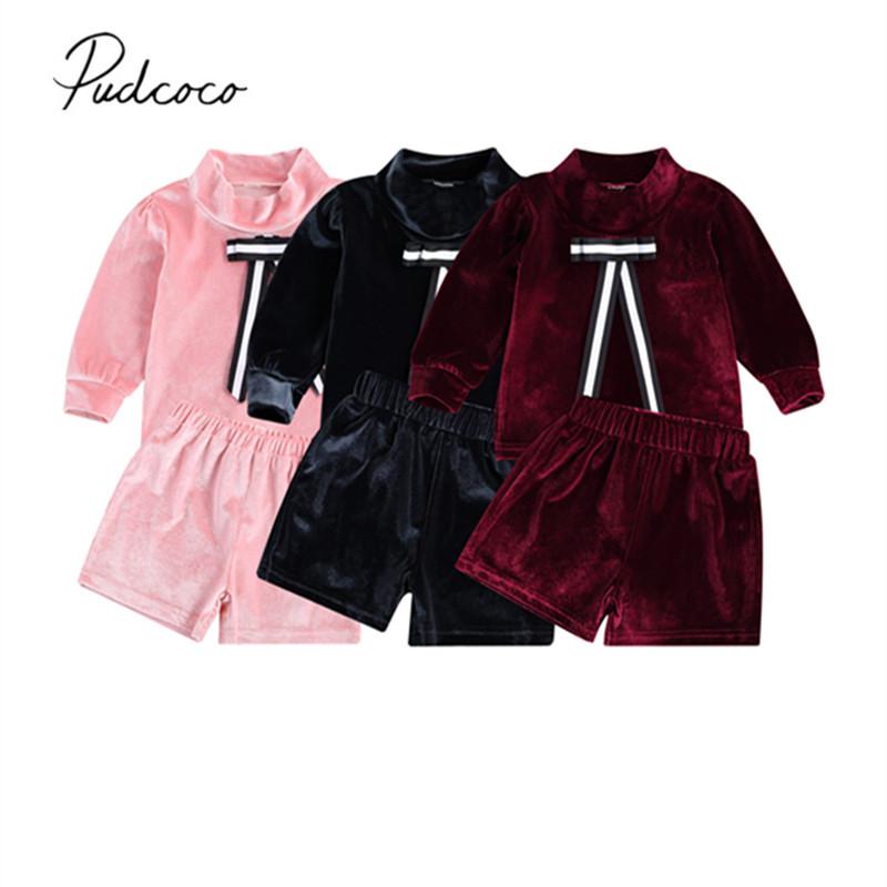 

Children Long Sleeves Short Pants Suit, Newborn Babies Solid Color Clothes Set, High Collar Tops Tee Trousers Outfits, Red