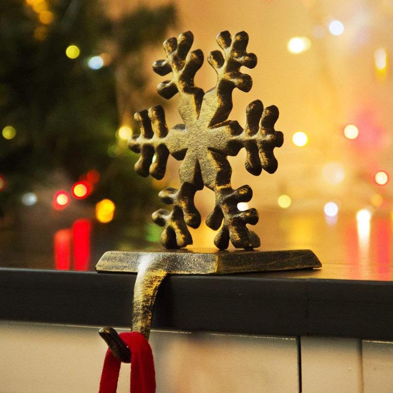 

Christmas Stocking Holder Non-Skid Mantel Hooks Hanger for Fireplace Free Standing Christmas Decorations Reindeer Snowman Santa