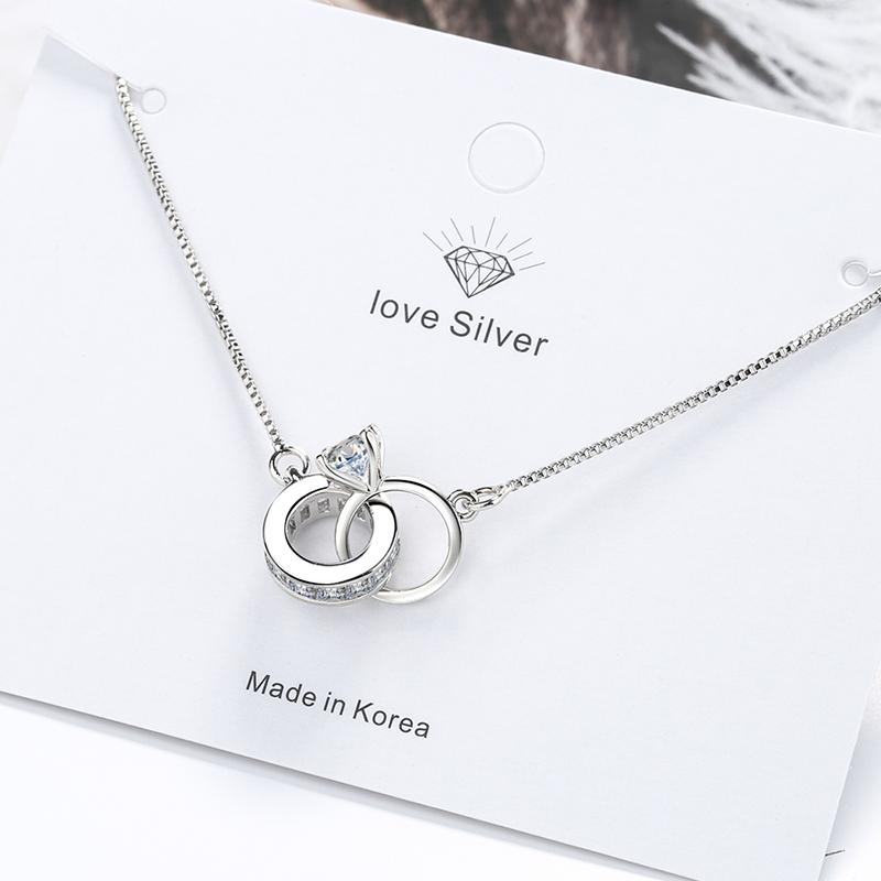 

Elegant Double Round Micro Zircon Crystal Charm Bracelet Fashion Simple Silver Color Box Chain Bracelet for Women Femme Pulseras