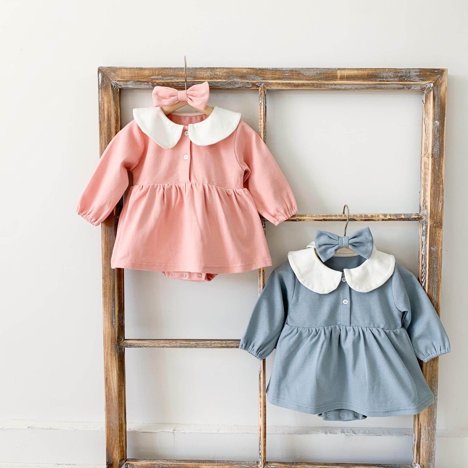 

New 0-3 Years Infant Clothes Bodysuit 2021 Spring Newborn Cotton Long Sleeve Jumpsuit Solid Baby Girls 3h3y, K3637blue