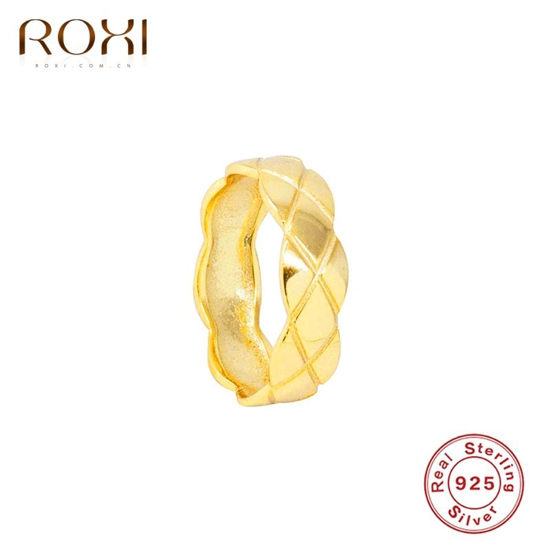 

ROXI Ins Glossy Wave Lozenge Rings for Women Men Girls Gift Wedding Ring 925 Sterling Silver Finger Rings Bague Femme Jewelry