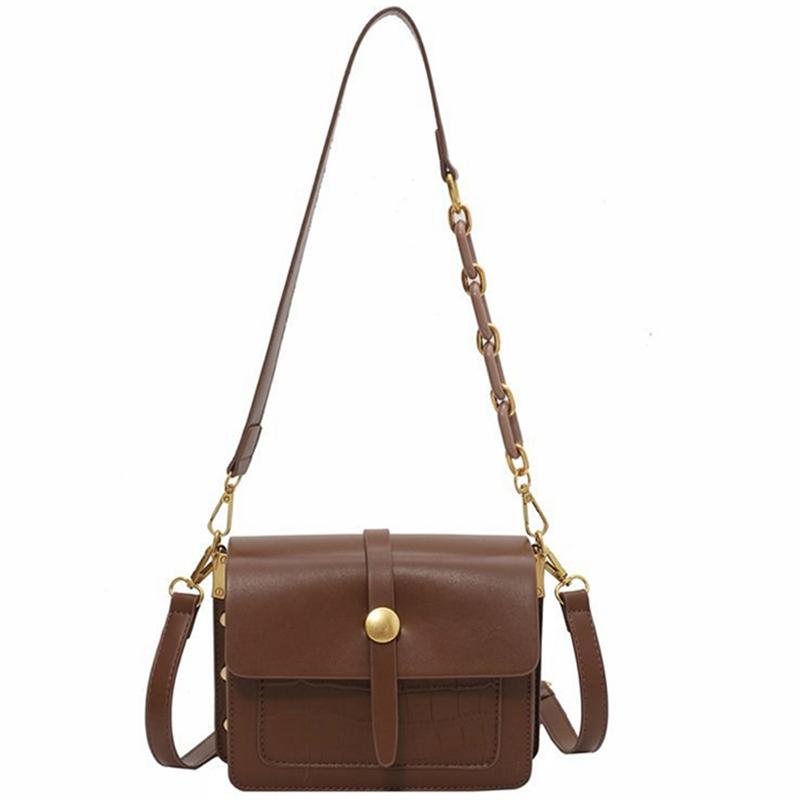 

Small Rivet Shoulder Flap Bag Ladies Vintage Leather Crossbody Handbags For Women Designer Chain Handbag Sac A Main, Black