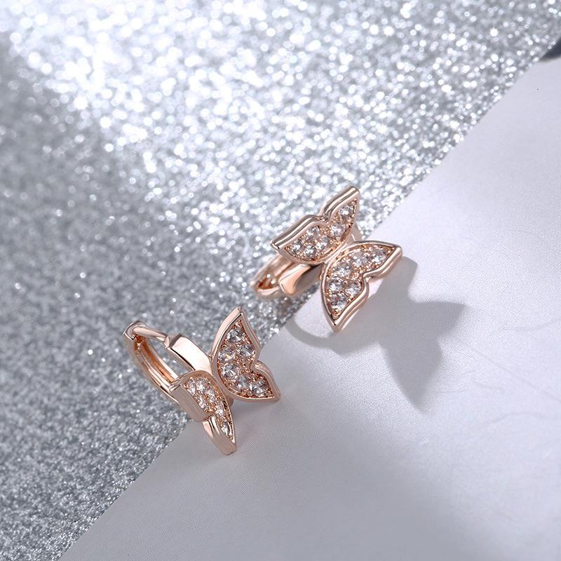 

Stud Earrings For Women Beautiful Delicate Butterfly Cubic Zirconia 3 Color Birthday Party Gift Fashion Jewelry KBE247