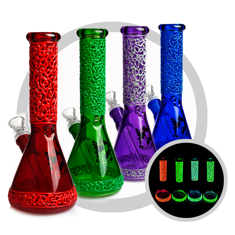 

Oil Rigs Bongs phoenix glass beaker bongs glow in the dark beaker bong 10 inches hookah water bong glass water pipe Pyrex glass smoking pipe
