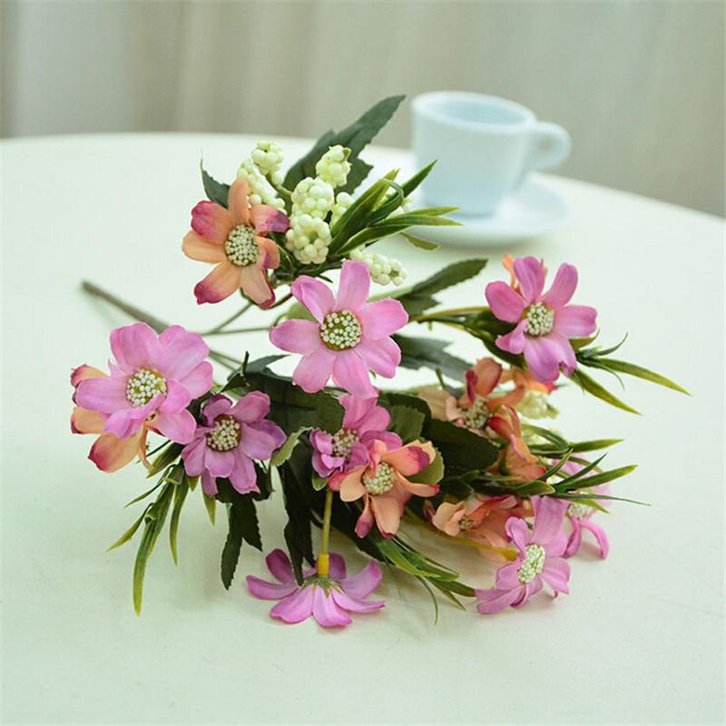 

Artificial Flowers Silk 6 Fork Fake Flower Fall Vivid Cosmos Simulation Leaf Wedding Home Table Desk Party Decoration, Pink purple