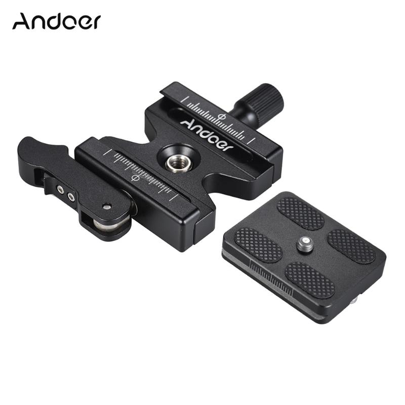 

Andoer Quick Release Plate Aluminum Alloy Quick Release Clamp Adjustable 1/4+3/8" Screw for Arca Swiss Standard Ball Head Tripod