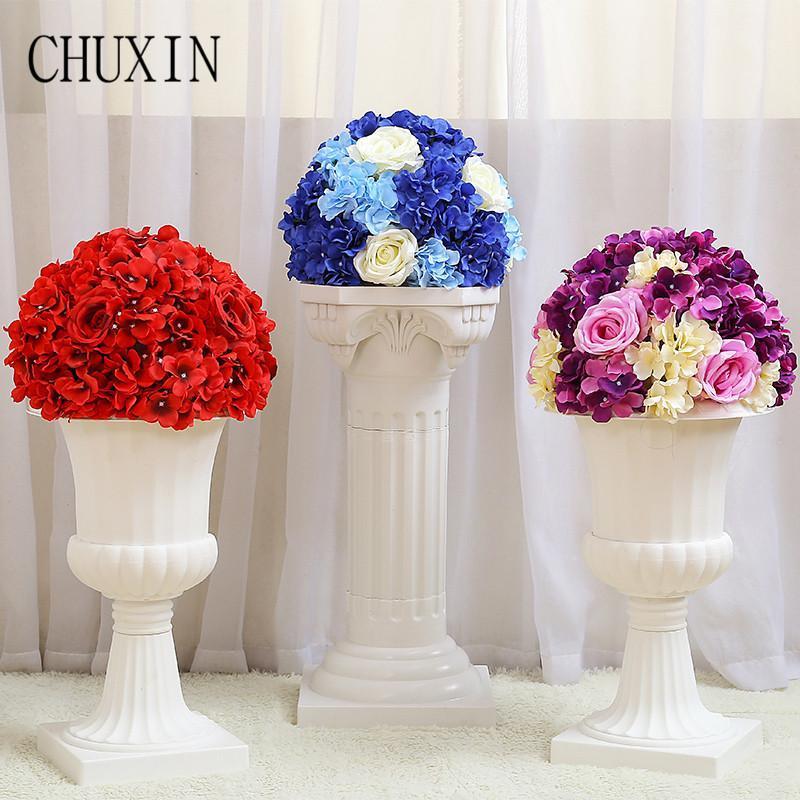 

10pcs / lot Hydrangea Rose Artificial Flower Ball Leading Road Fake Flower for Wedding Party Decoration Home photography props1, Green