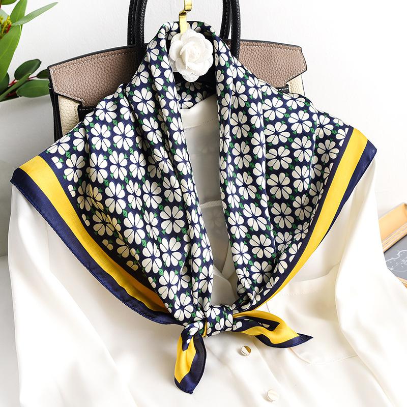 

Korean-style 2020 New Style Printed Small Square Towel Women's Fashion Summer Sun-resistant Silk Scarves Shawl Business Imitated