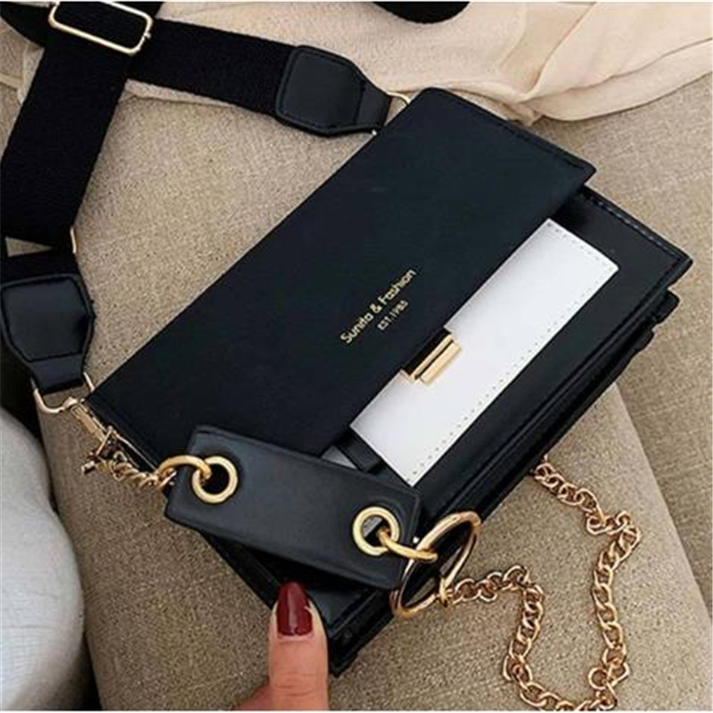 

Contrast Color Crossbody Bags For Women Chain Messenger Shoulder Bag Suede PU Leather Ladies Purses and Handbags CrossBody Bag