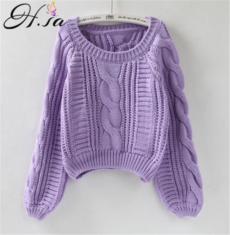 

Hsa 2020 Women Winter Sweaters Korean Style Pink Pull Jumpers Solid Chic Short Sweater Twisted Pull Femme kawaii Pullover roupa, Lm8555 lake blue