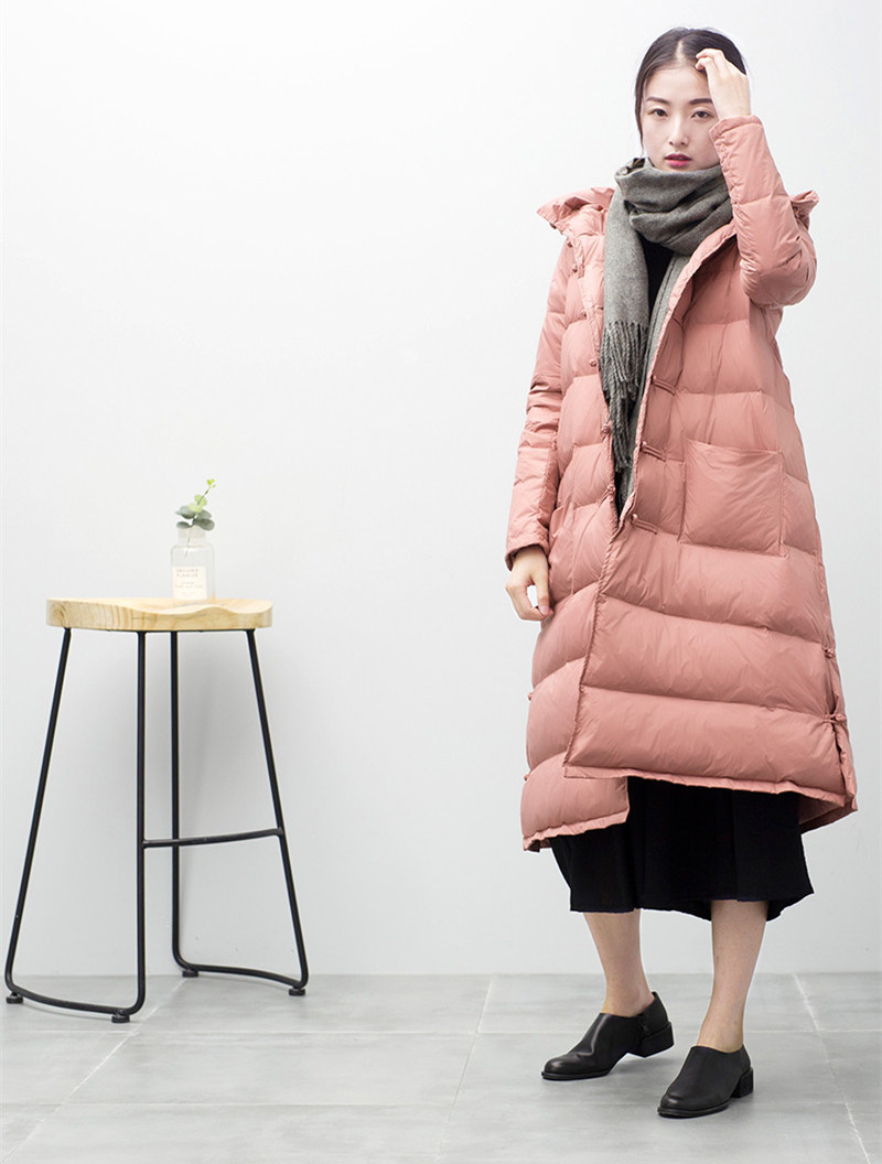 

2021 New Down Fashion Jackets Warm Duck White Female Winter Padded Jacket Long Parka Coat Mujer Wxf475 81ud, Pink