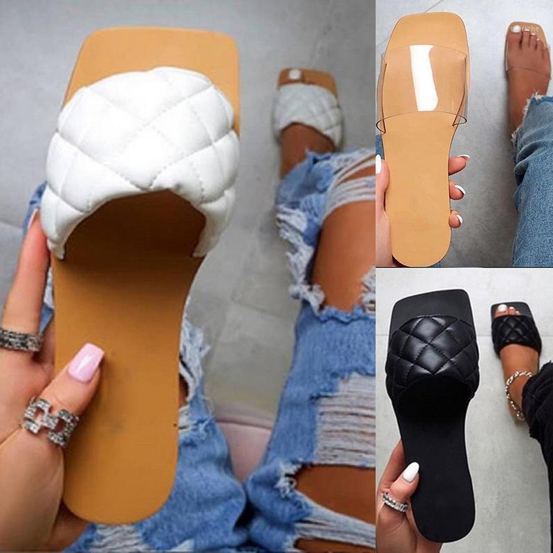 

Women Sandals America Style Summer Shoes for Women Flat Sandals Rubber Shoes 2020 Leather Slides Plus Size Soulier Femme1, Black