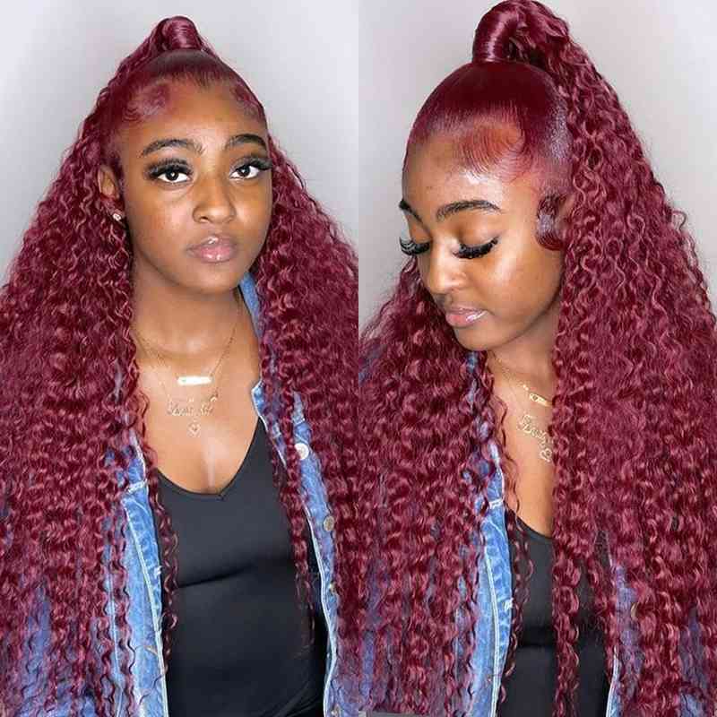 

13x4 Human Hair s For Women Water Curly 99j Burgundy Hd Lace 13x6 Loose Deep Wave Red Colored Frontal Wig