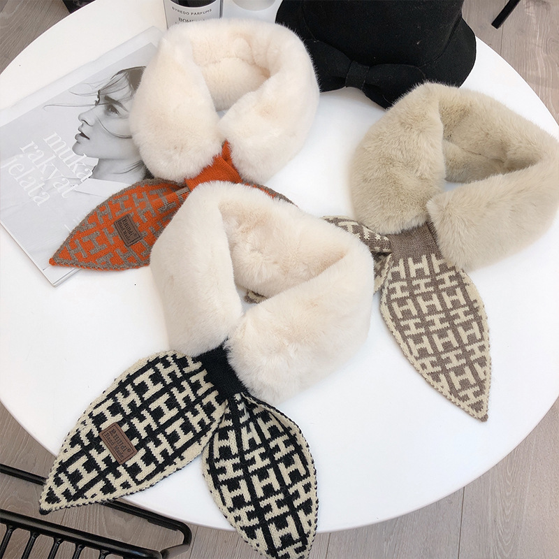 

2020 scarf women's winter knitting Brand letter H Plush small scarf Bib versatile warm small scarf KLWE