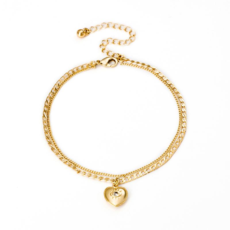 

Jaeeyin 2021 Evil Eye Heart Charm Curb Chain Bracelet Adjustable Gold Color Jewelry New Year Gift For Children Women Girlfriend