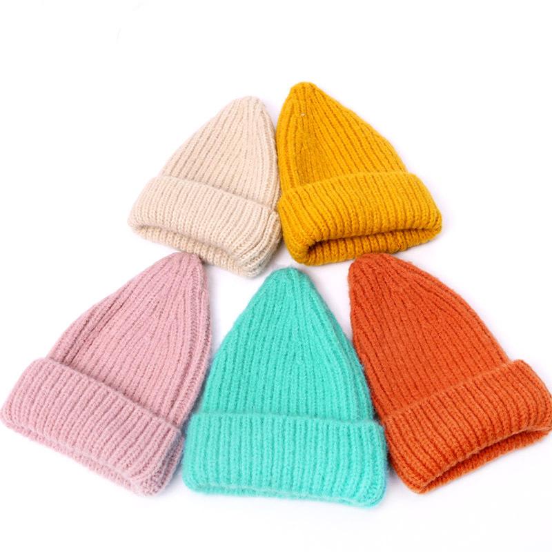 

New Children's Hat Autumn and Winter Wool Warm Knitted Hat Pointed All-match Candy Color Baby Woolen Cap Hood Cap
